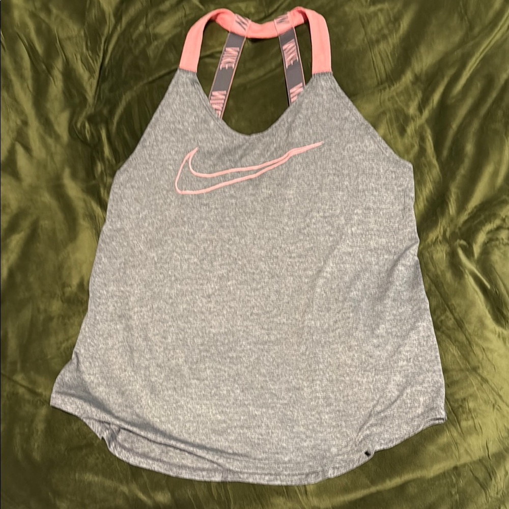 Nike Heather Gray Tank with Pink Highlights